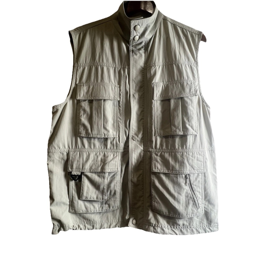 Travelsmith Men's Vented Hunting Vest Full Zip Beige Pockets Men's M Photography